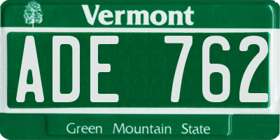 VT license plate ADE762