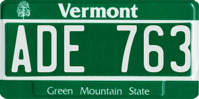 VT license plate ADE763
