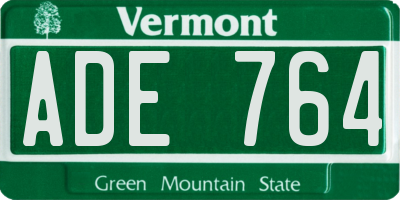 VT license plate ADE764