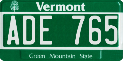 VT license plate ADE765