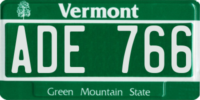 VT license plate ADE766