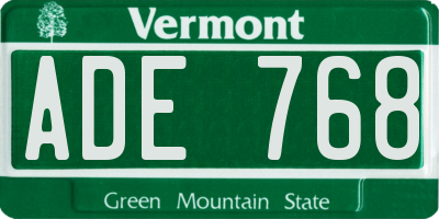 VT license plate ADE768