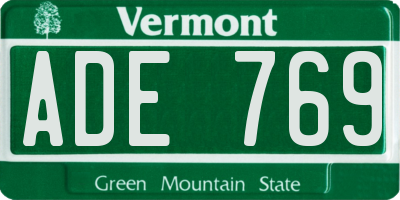 VT license plate ADE769