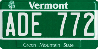 VT license plate ADE772