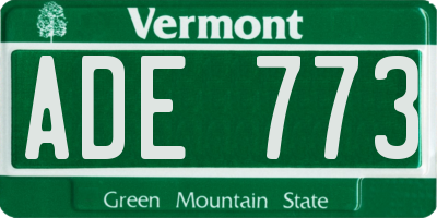 VT license plate ADE773