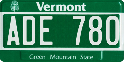 VT license plate ADE780