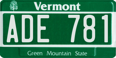 VT license plate ADE781