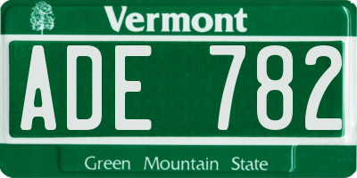 VT license plate ADE782