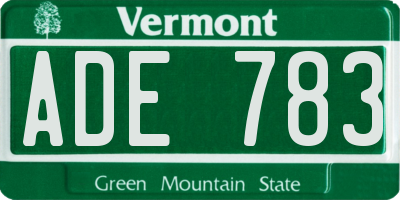 VT license plate ADE783