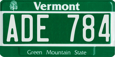VT license plate ADE784