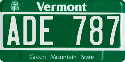 VT license plate ADE787