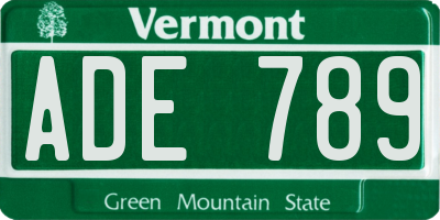 VT license plate ADE789