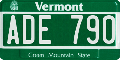 VT license plate ADE790