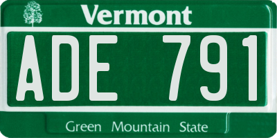VT license plate ADE791