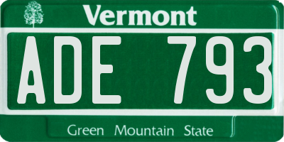 VT license plate ADE793