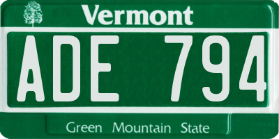 VT license plate ADE794