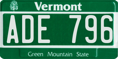 VT license plate ADE796