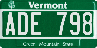 VT license plate ADE798