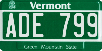 VT license plate ADE799