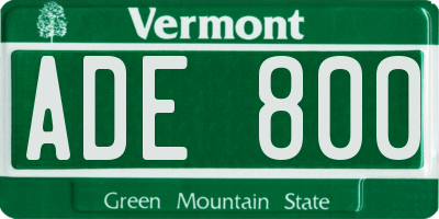 VT license plate ADE800