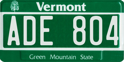 VT license plate ADE804
