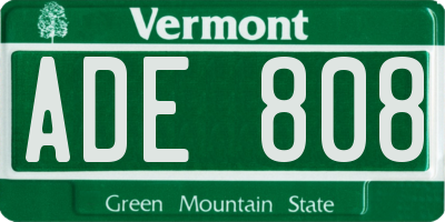 VT license plate ADE808
