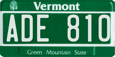 VT license plate ADE810