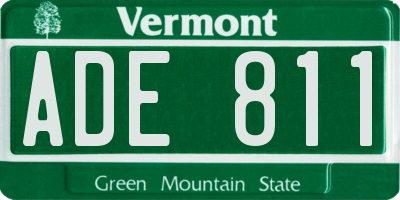 VT license plate ADE811