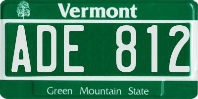VT license plate ADE812