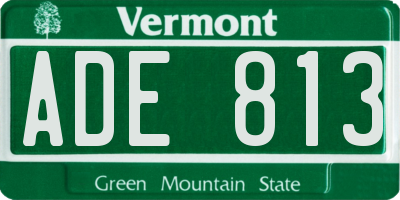 VT license plate ADE813