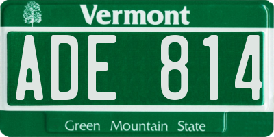 VT license plate ADE814