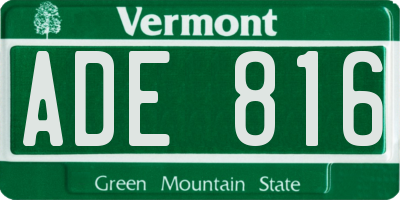 VT license plate ADE816