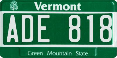 VT license plate ADE818