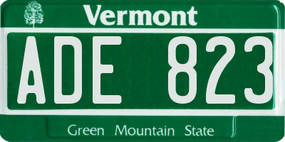 VT license plate ADE823