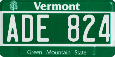 VT license plate ADE824