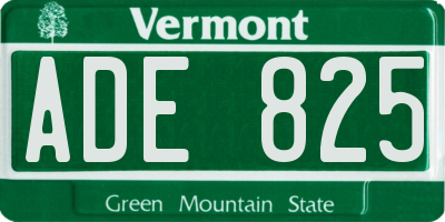VT license plate ADE825