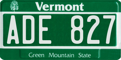 VT license plate ADE827