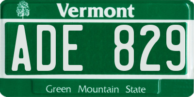 VT license plate ADE829