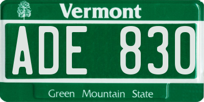 VT license plate ADE830