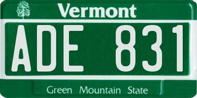 VT license plate ADE831
