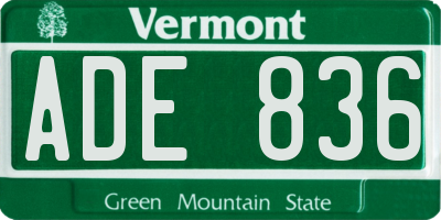 VT license plate ADE836