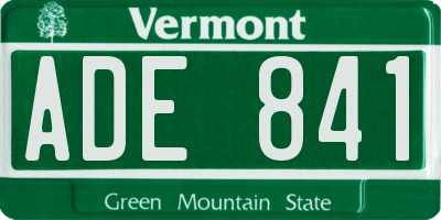 VT license plate ADE841