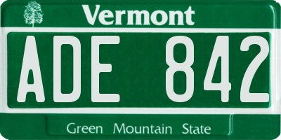VT license plate ADE842