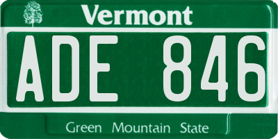 VT license plate ADE846