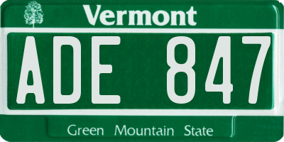VT license plate ADE847