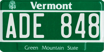 VT license plate ADE848