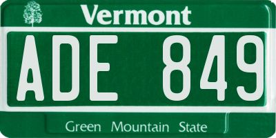 VT license plate ADE849
