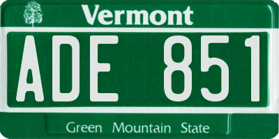 VT license plate ADE851
