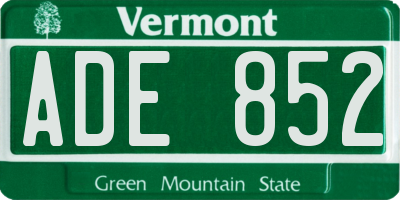 VT license plate ADE852