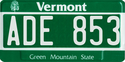 VT license plate ADE853